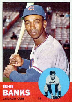 1963 Topps Baseball Cards      380     Ernie Banks UER